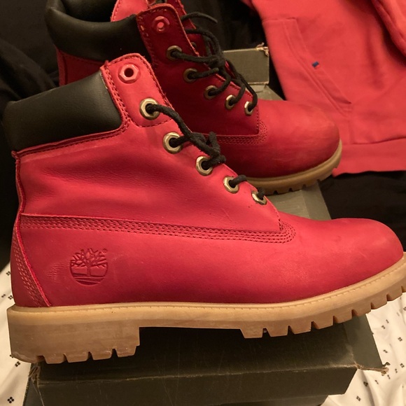 Junior Boys Timberland Red Boots Great Condition Size 6.5